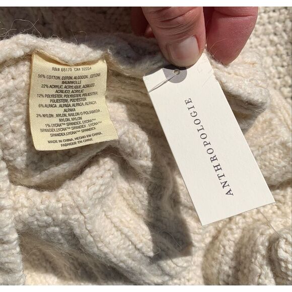 NWT Sleeping on Snow NEVES ANTHROPOLOGIE Off Shoulder cowl neck IVORY SWEATER sz - Picture 7 of 8